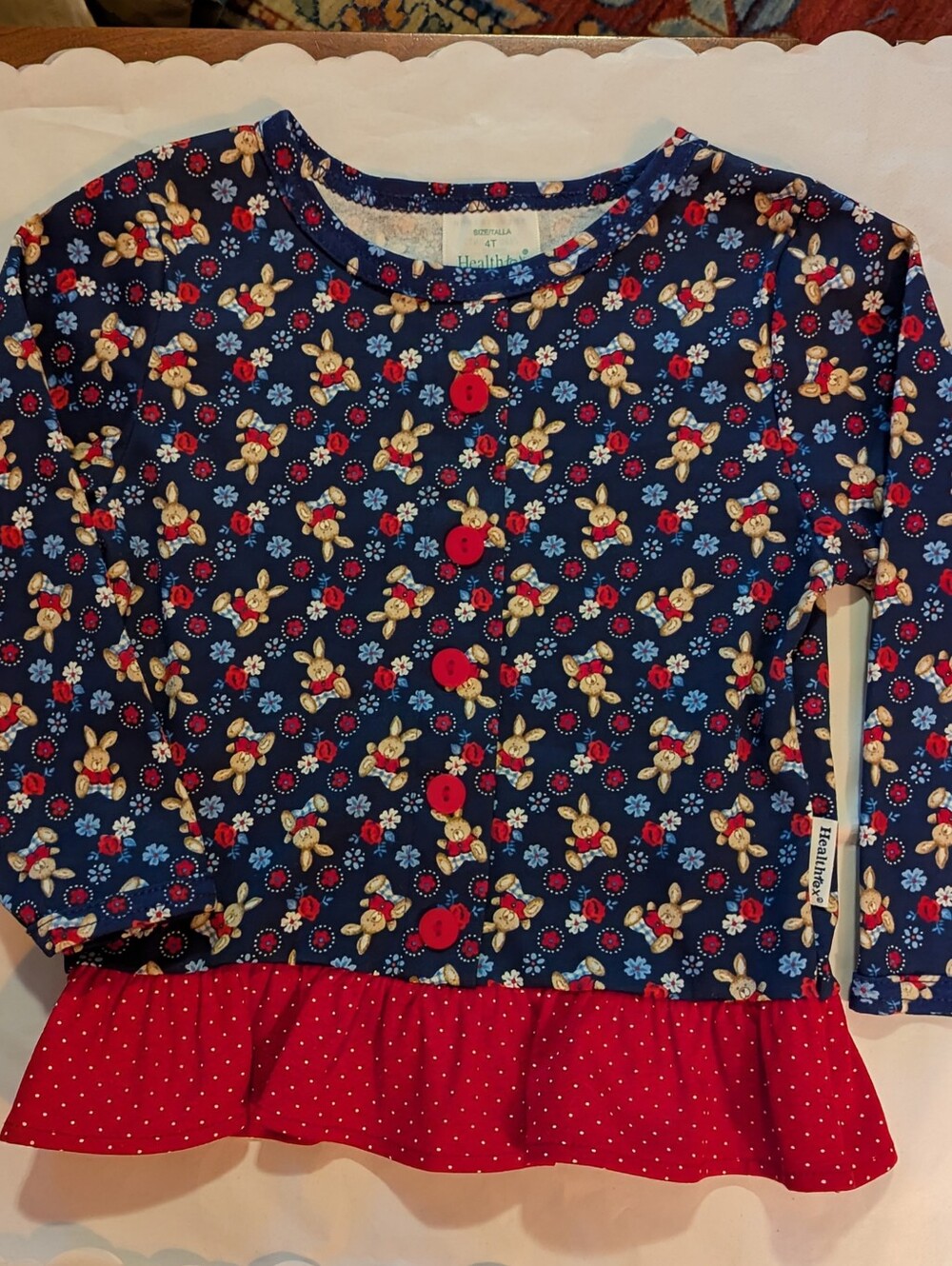 NWOT Vintage 1997 Health-tex Bunny Ruffle Long Sleeve Top 4T Made in USA